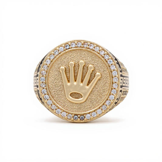 14K Yellow Gold Fashion RX Men’s Ring with White Stones / Size 11 / Weight: 11.6 GR / DOMR4RX