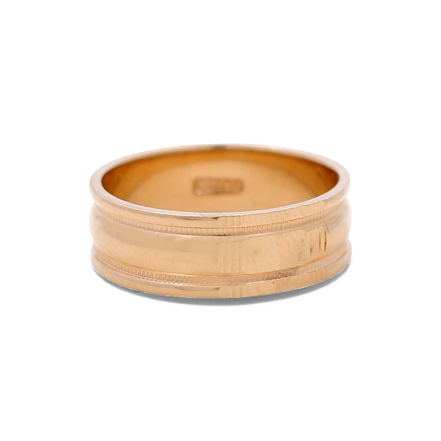 14K Yellow Gold Men’s Wedding Band with Design / Size: 10 / Weight: 6.3 GR / DEEMWB4DS-5