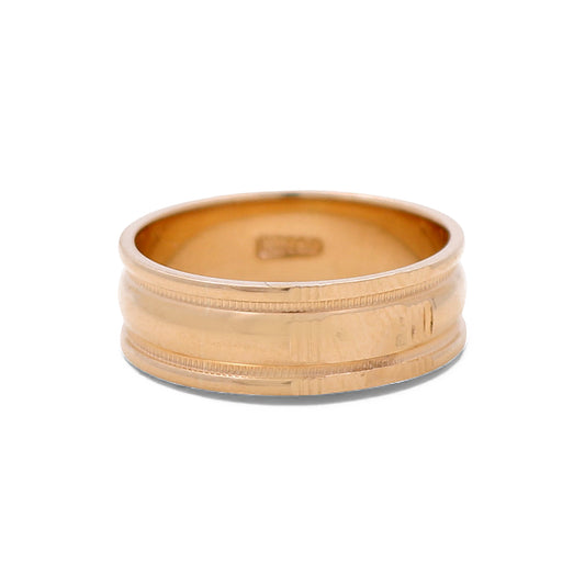 14K Yellow Gold Men’s Wedding Band with Design / Size: 10 / Weight: 6.3 GR / DEEMWB4DS-5