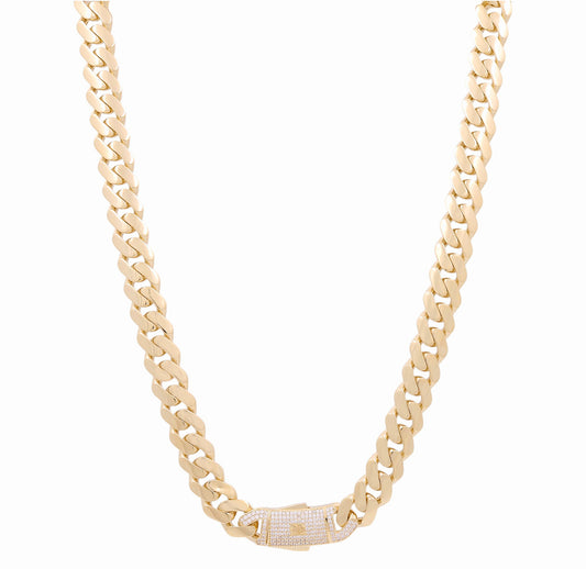 14K Yellow Gold Monaco Semisolid Chain / Stone: Cz / Size: 13mm 24" / Weight: 52.6 GR / COCH4MON13-24
