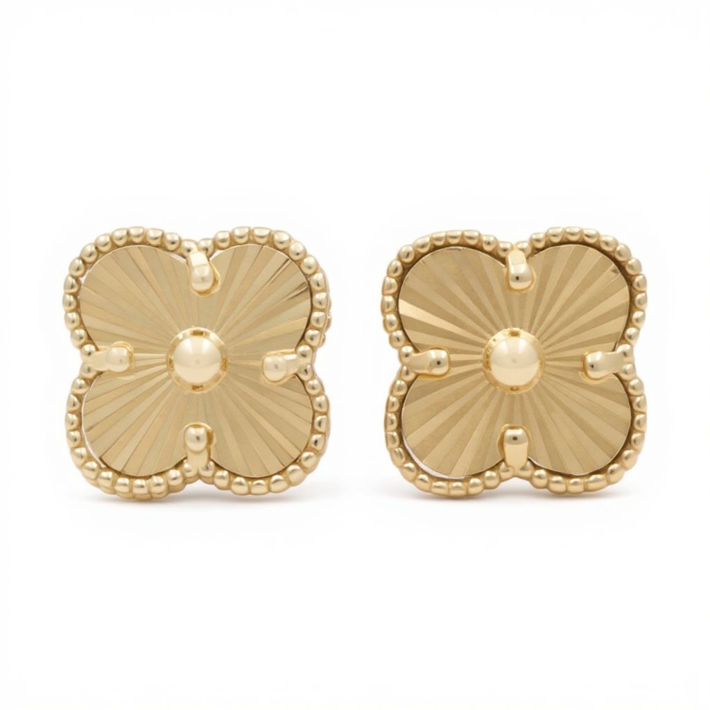 10K Yellow Gold Women’s Clover Stud Earrings / Size: 10MM / Weight: 2.5 GR / DQES0CLV