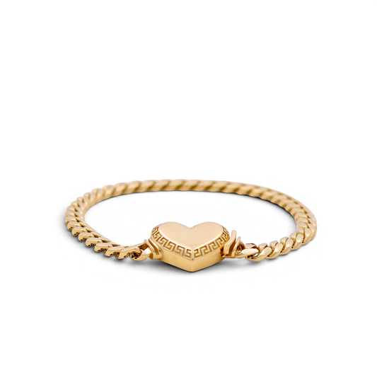 14K Yellow Gold Fashion Women's Bracelet with Heart / CZ / Size: 7.5” / Weight: 11.2 GR / DOWB4HR