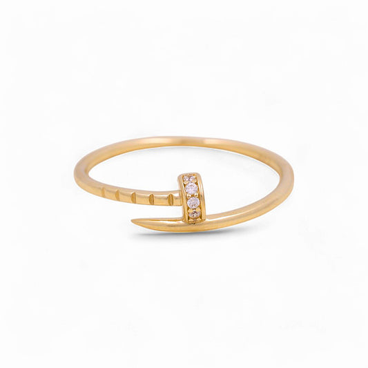 10K Yellow Gold Nail Women's Ring with Cz / Size: 8.5 / Weight: 2.2 GR / CQWR0NL