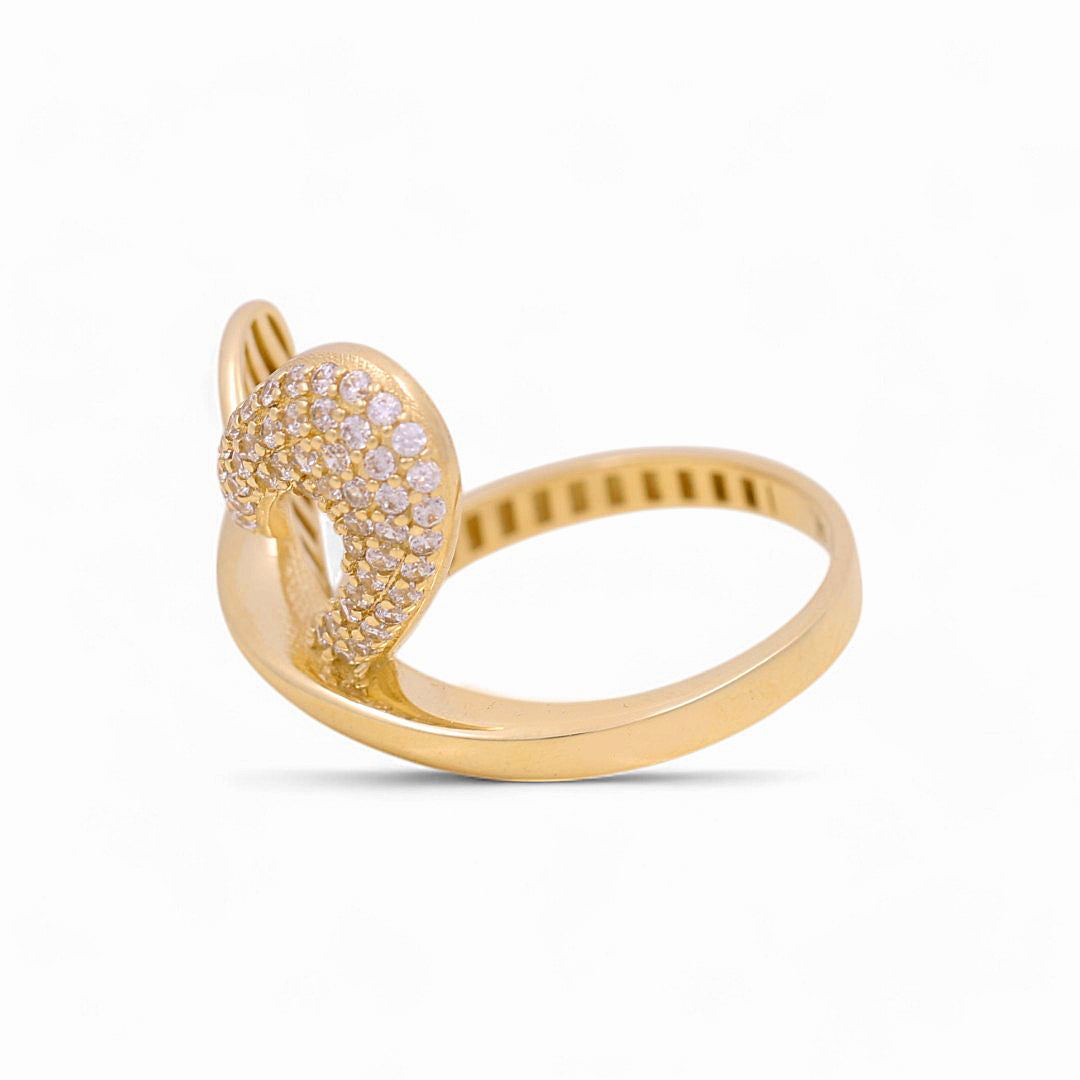14K Yellow Gold Fancy Heart Women's Ring with White Cz / Size: 7 / Weight: 2.8GR / Y24-34