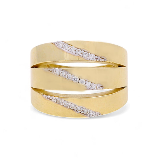 10K Yellow Gold Fashion Women's Ring with Cz / Size: 7.5 / Weight: 3.4 GR / DQWR0FS-26