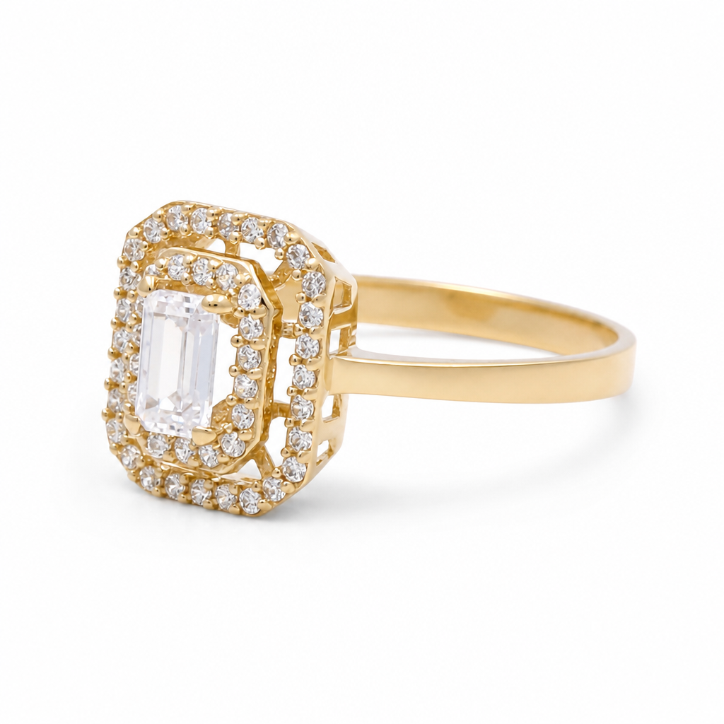 14K Yellow Gold Fashion Women's Rings with White Cz Stone /Size:7 / Weight: 1.6 GR / 177-02263