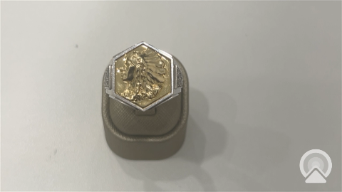 14K Yellow and White Gold Indian Head Men's Ring /Stone: Cz / Size 11 / Weight: 16.8g / COMRTT4IN