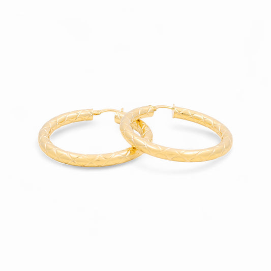 14K Yellow Gold Women's Fashion Hoops Earrings / Size: 3.5mmx25mm / Weight: 3.2 GR / 240-00820