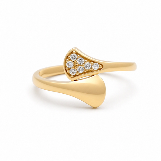 10K Yellow Gold Fashion Women's Ring with Cz / Size: 8.25 / Weight: 1.4 GR / DQWR0FS-73