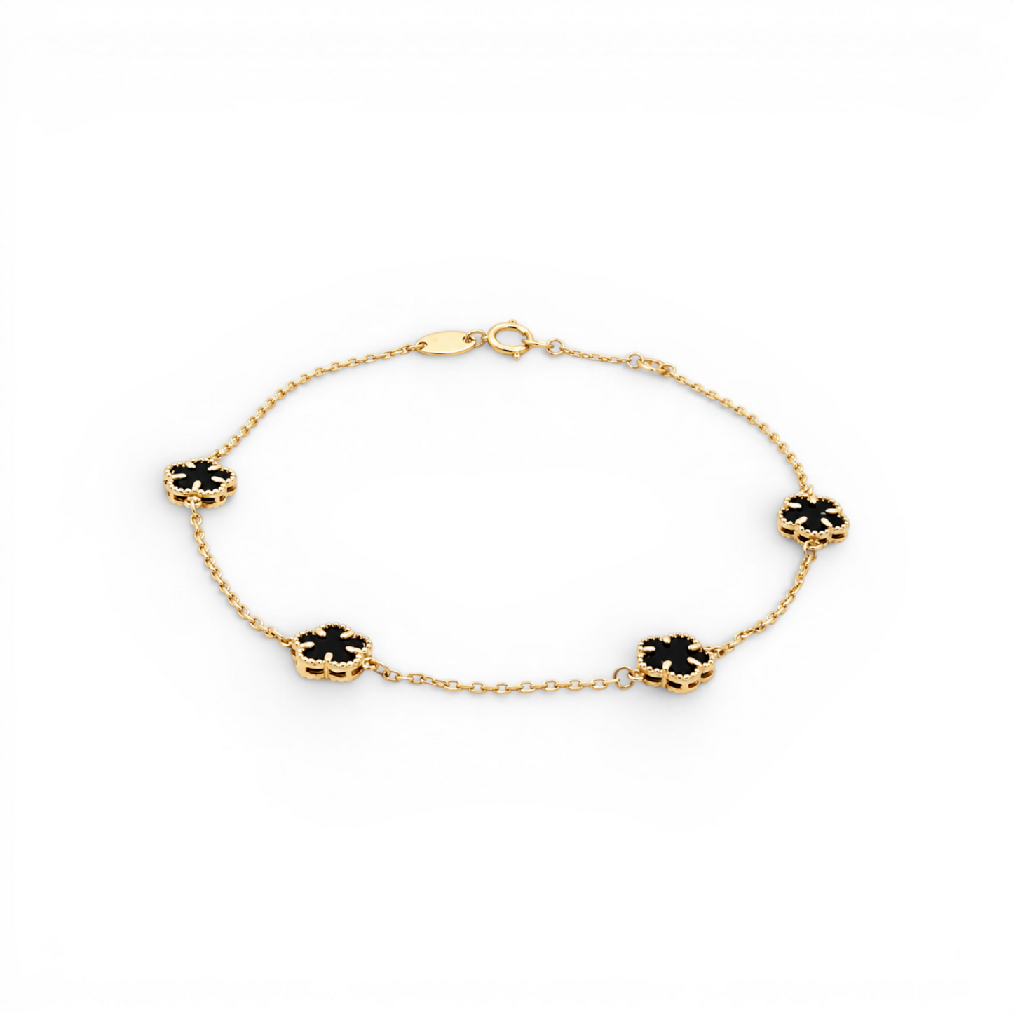 14K Yellow Gold Black Clover's Fashion Women's Bracelet / Size:7'' /  Weight: 1.8GR / 401-01961