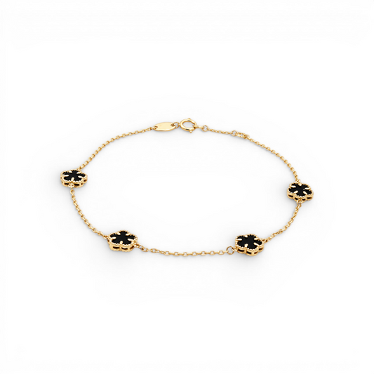 14K Yellow Gold BlackClover's Fashion Women's Bracelet / Size:7'' /  Weight: .8GR / 401-01961