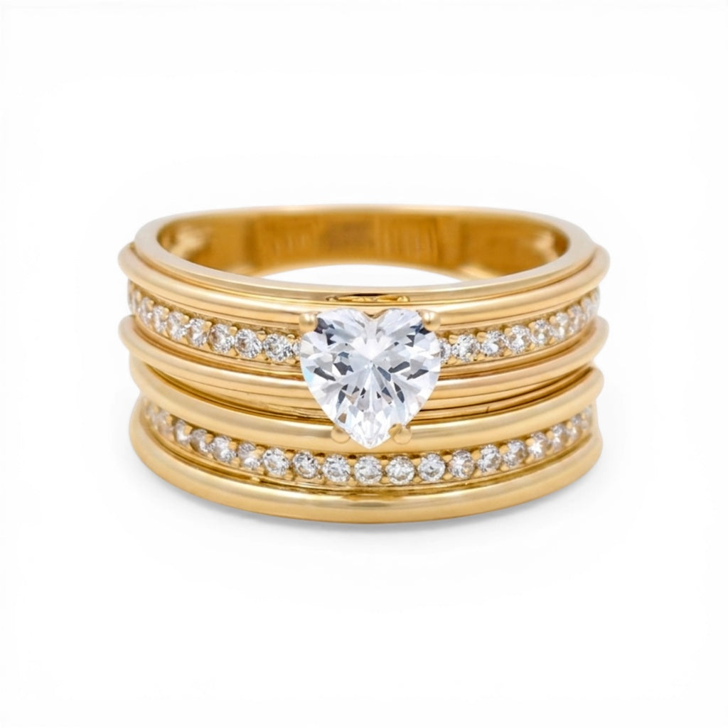10K Yellow Gold Women’s Bridal Set with Heart / Stone: Cz / Size: 8.5 / Weight: 6.3 GR / CLBWR0BS-8