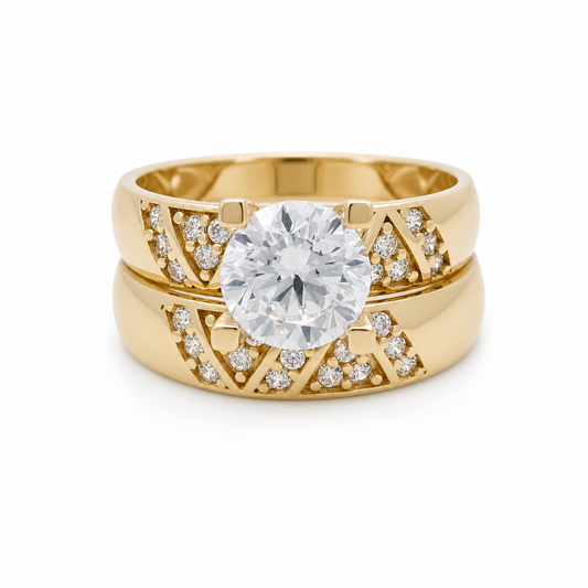 10K Yellow Gold Women’s Bridal Set / Stone: Cz / Size: 7.5 / Weight: 3.9 GR / CQWR0BS-10