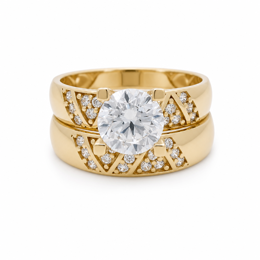 10K Yellow Gold Women’s Bridal Set / Stone: Cz / Size: 7.5 / Weight: 3.8 GR / CQWR0BS-10