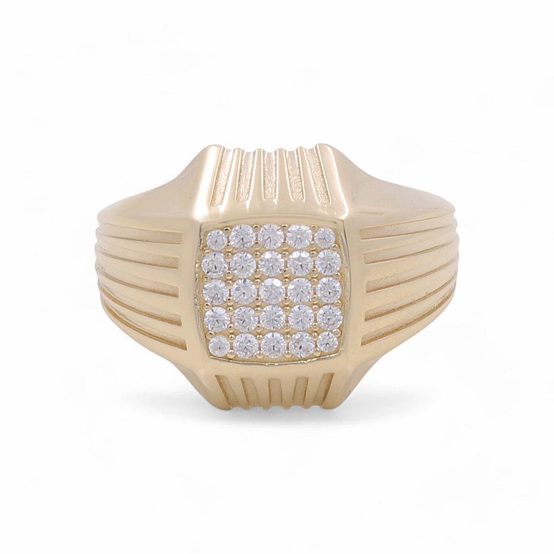 14K Yellow Gold Men’s Fashion Ring / CZ / Size 11 / Weight: 6.5 GR / COMR4FS-6