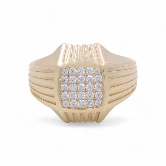 14K Yellow Gold Men’s Fashion Ring / CZ / Size 11 / Weight: 6.5 GR / COMR4FS-6