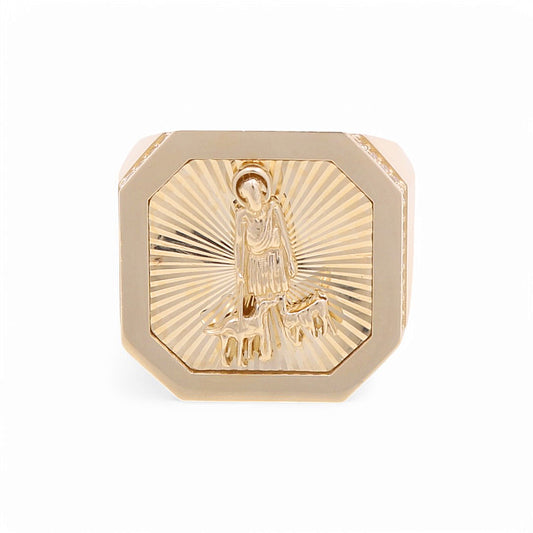 14K Yellow Gold San Lazaro Men’s Ring with Cz / Size 11 / Weight: 13.1 GR / DOMR4SL