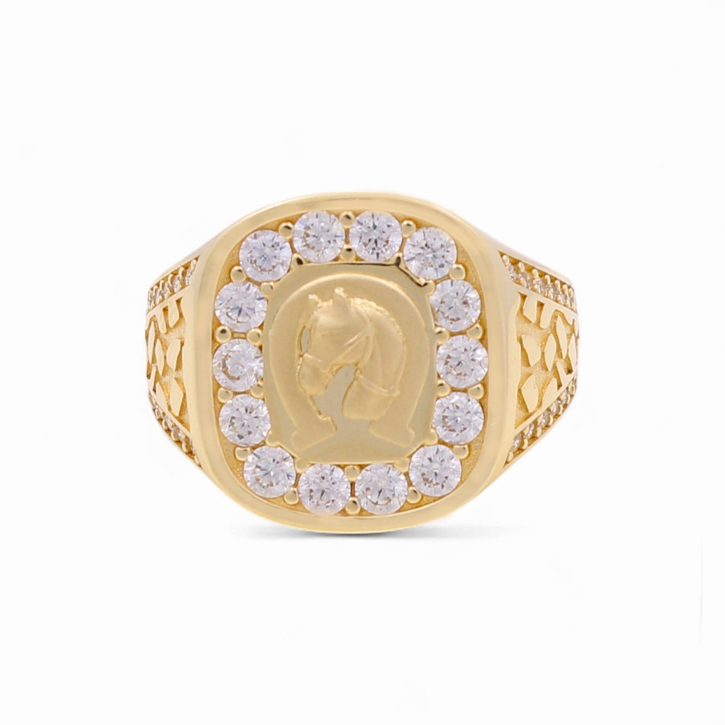 10K Yellow Gold Men’s Horse Shoe Fashion Ring / CZ / Size 9.5 / Weight: 6.3 GR / COMR0FS-13