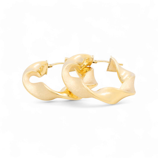 14K Yellow Gold Women's Twist Hoops Earrings / Size: 20 MM / Weight: 4 GR / 240-00581
