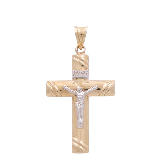 10K Yellow and White Gold Cross with Christ Pendant / Weight: 1 GR / DQPDTT0CRS