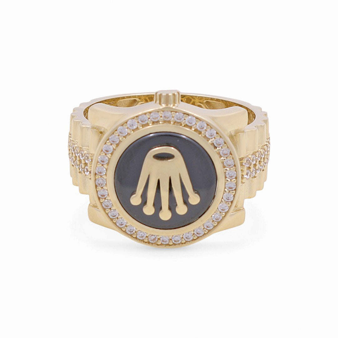 10K Yellow Gold Fashion RX Men’s Ring with Onyx Stone / CZ / Size 11 / Weight: 8 GR / BPMR0RX