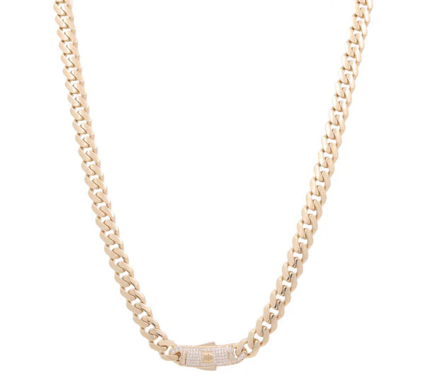 10K Yellow Gold Monaco Chain / CZ / Size 7mm 16" / Weight: 19.3 GR / COCH0MON7-16