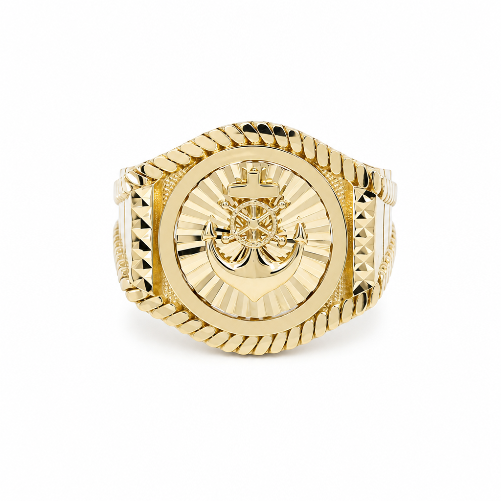 10K Yellow Gold Anchor Men' Ring / Size: 11.5 / Weight: 7.4 GR / P04FM-514