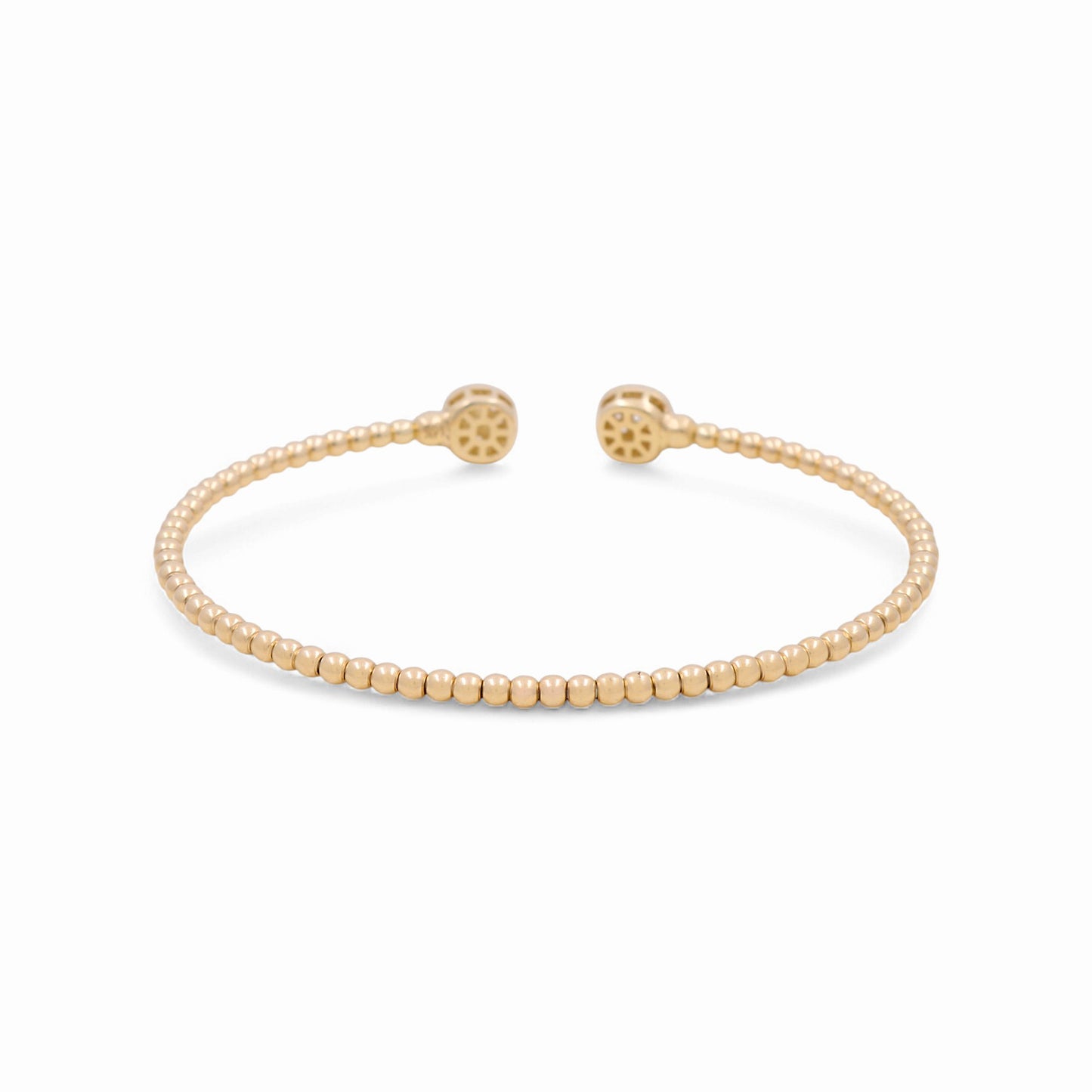14K Yellow Gold Semisolid Women’s Fashion Balls Bangle Bracelet with Cz / Weight: 5.8 GR / CPBB4FS