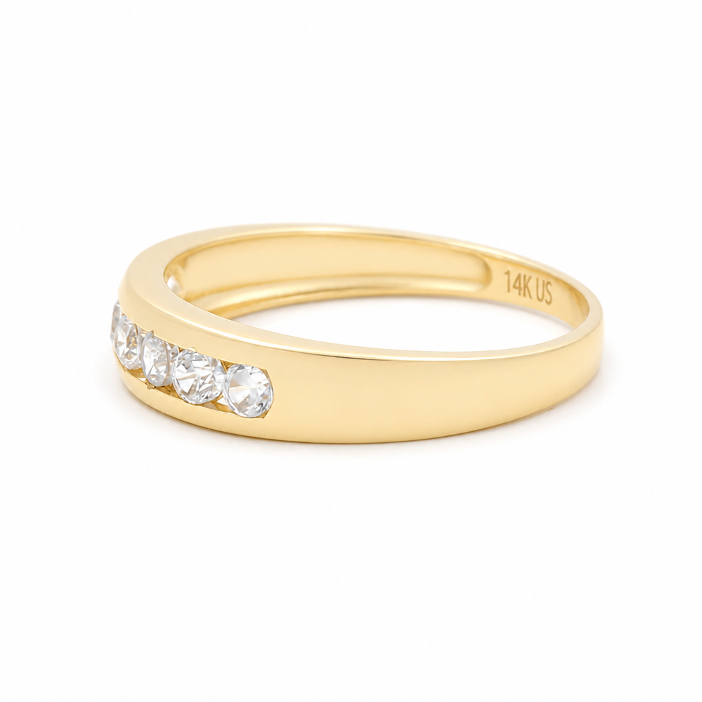 14K Yellow Gold Men's Wedding Band / Stone: Cz / Size: 10 / Weight: 2.2 GR / KEEMWB4BS-33