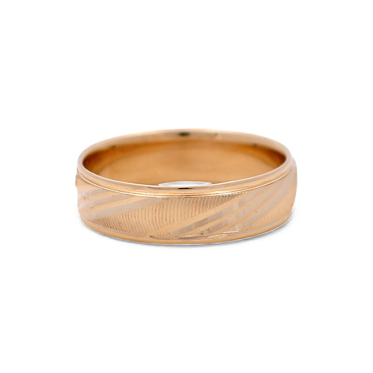 14K Yellow Gold Men’s Wedding Band with Design / Size: 7.5 / Weight: 4.9 GR /  DEEMWB4DS-4