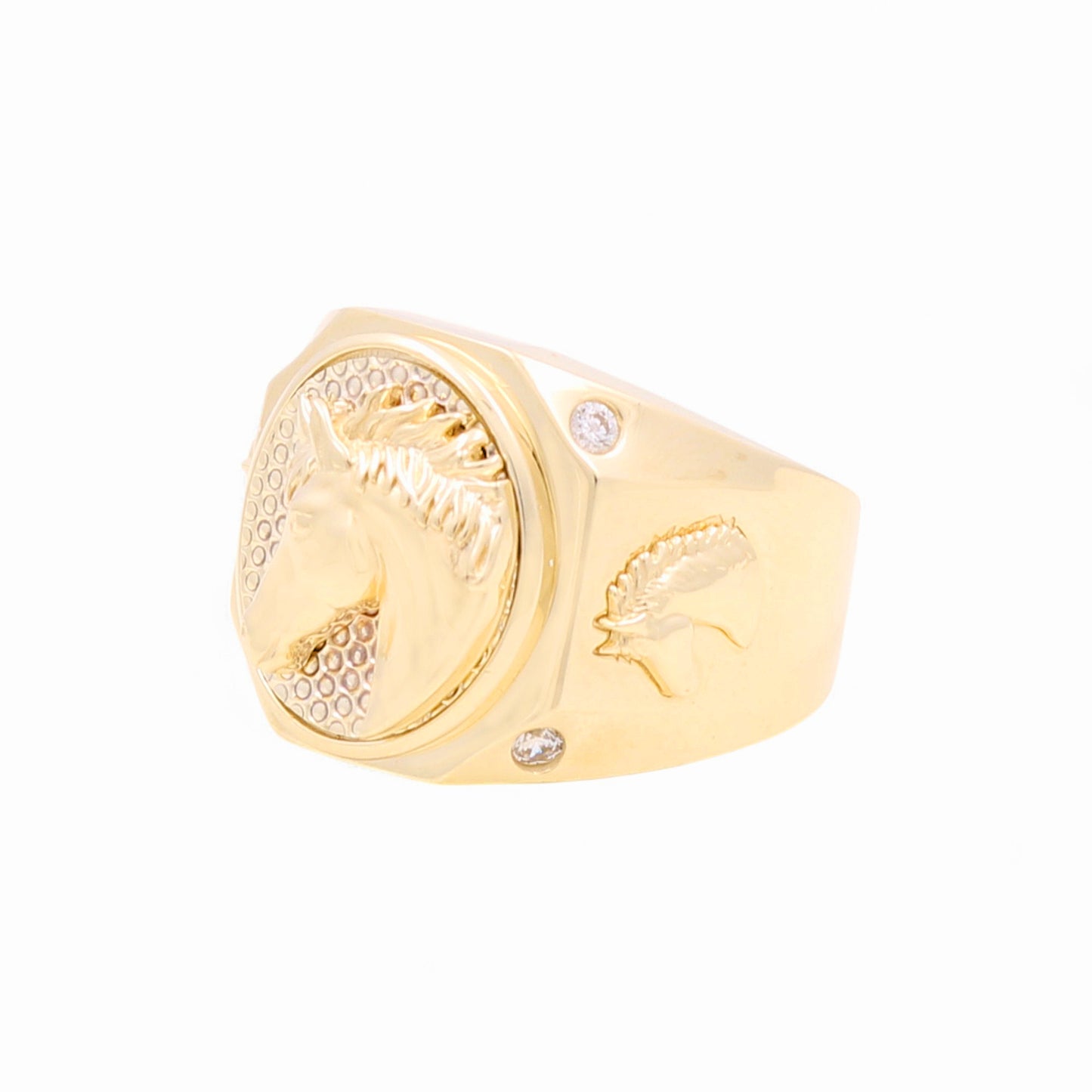 10K Yellow Gold Fashion Horse Men's Ring with Cz / Size: 11 / Weight: 12.1GR / 711-99999