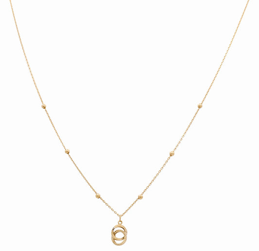 14K Yellow Gold Fancy Ball Link With Fashion Pendant / Size: 17" / Weight: 2.5 GR / DANK4FS