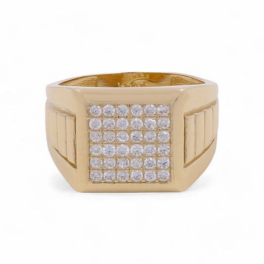 14K Yellow Gold Men’s Fashion Ring / CZ / Size 9.5 / Weight: 5.8 GR / COMR4FS-8