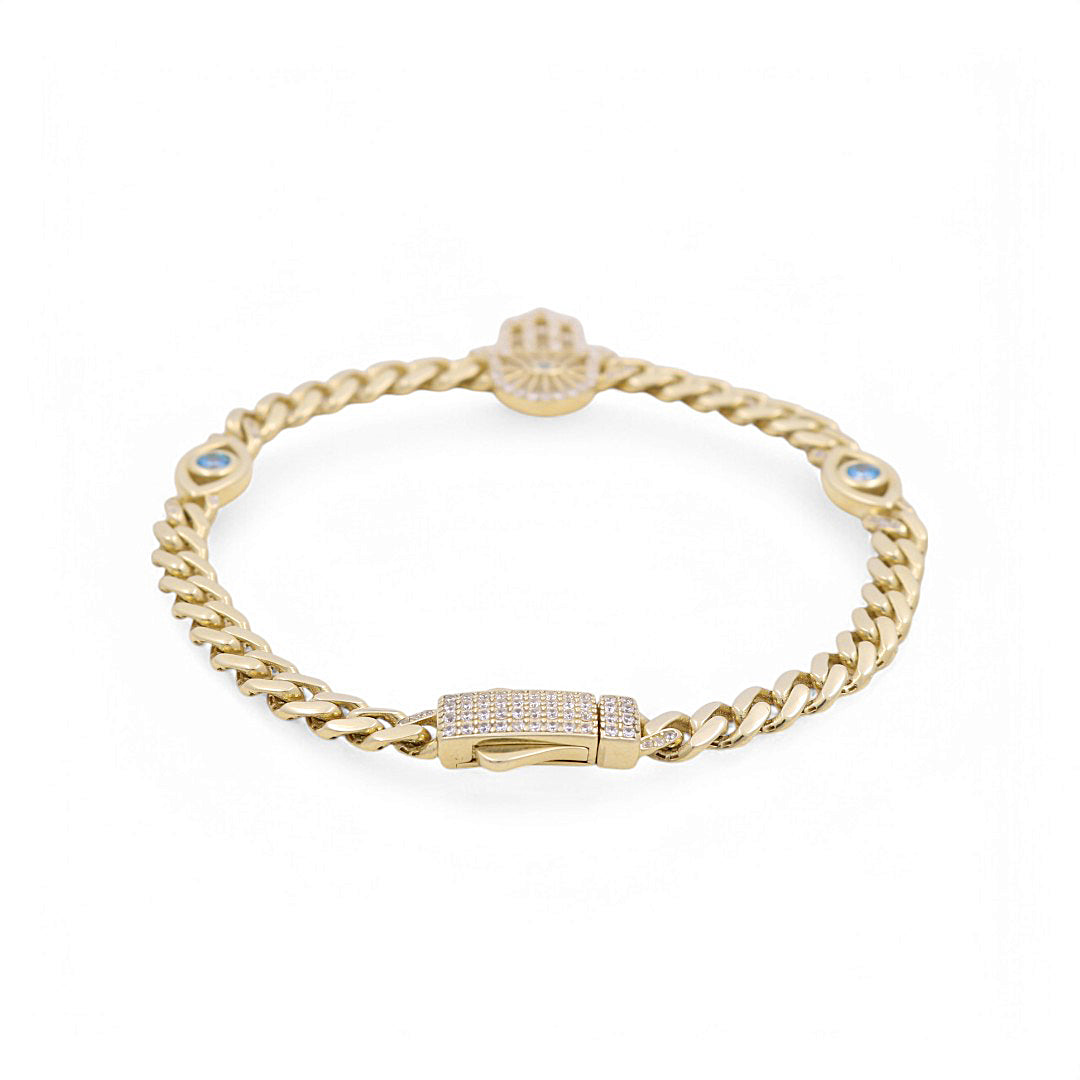 10K Yellow Gold Monaco Hand of Fatima Women's Bracelet with Cz / Size: 7.5” / Weight: 7.1 GR / DPWB0MONMF