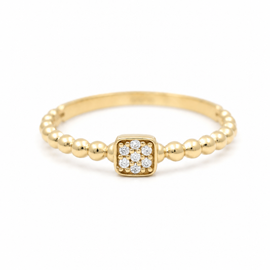 10K Yellow Gold Fashion Women's Ring with Cz / Size: 8 / Weight: 1.1GR / DQWR0FS-91