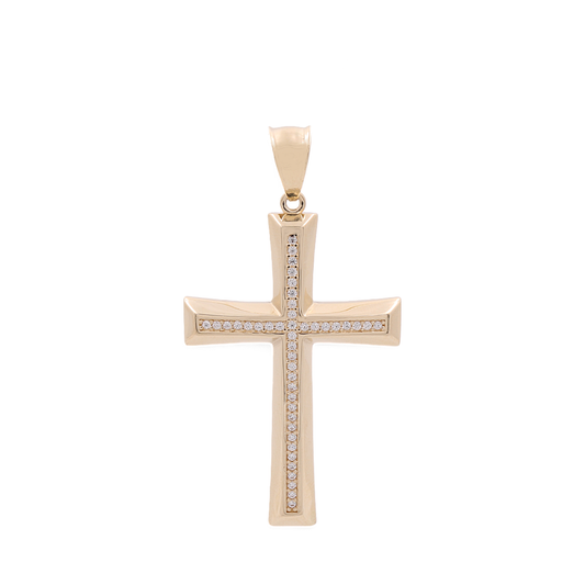 14K Yellow Gold Fashion Cross with CZ Pendant / ISPD4CS-5
