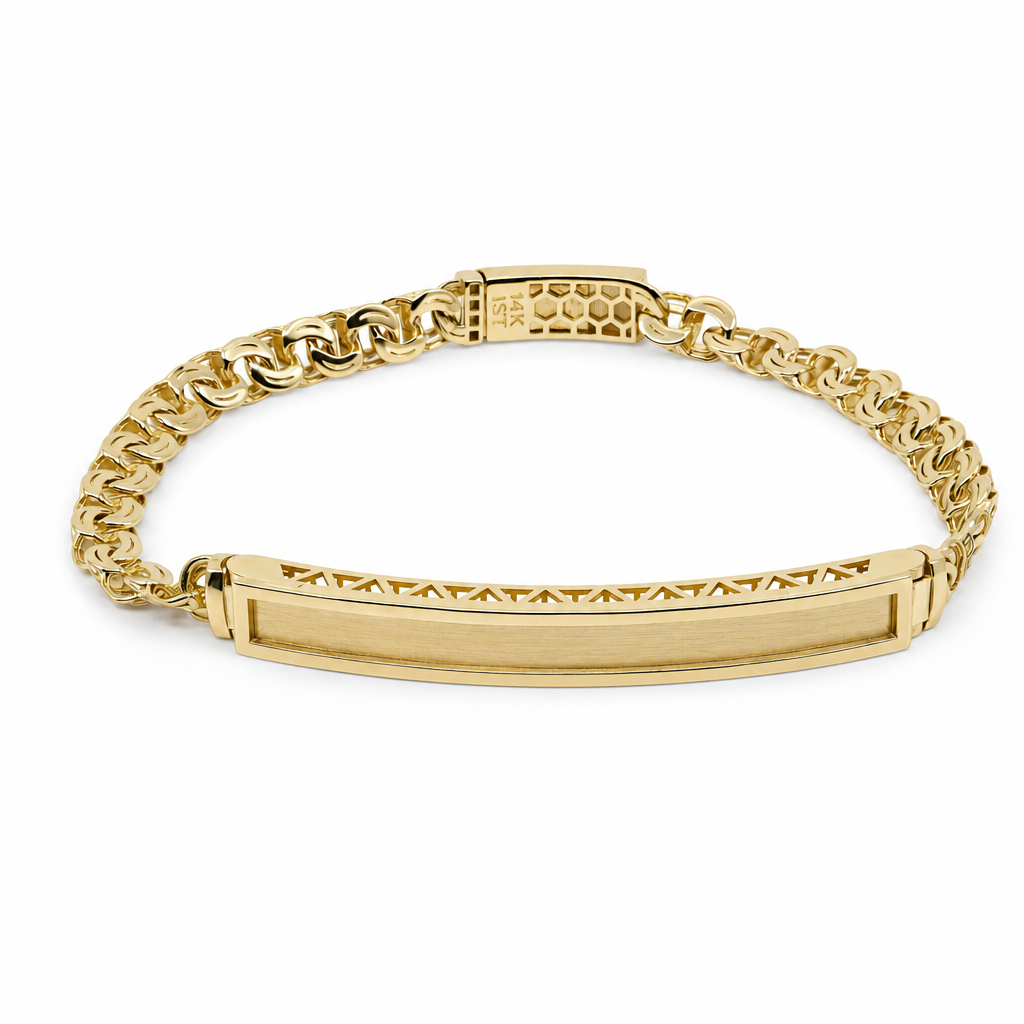 14K Yellow Gold Chinese Link ID Bracelet / Size: 5mm 7" / Weight: 7.8 GR / SFEEWB4CH5-7