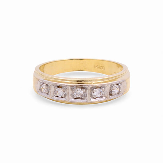 14K Yellow and White Gold Men’s Wedding Band / Stone: Cz / Size: 10 / Weight: 4.3 GR / CEEMWBTT4BS-1