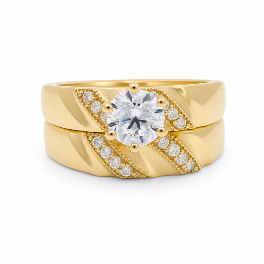 14K Yellow Gold Women’s Bridal Set / Stone: Cz / Size: 7.25 / Weight: 4.6 GR / KEEWR4BS-38
