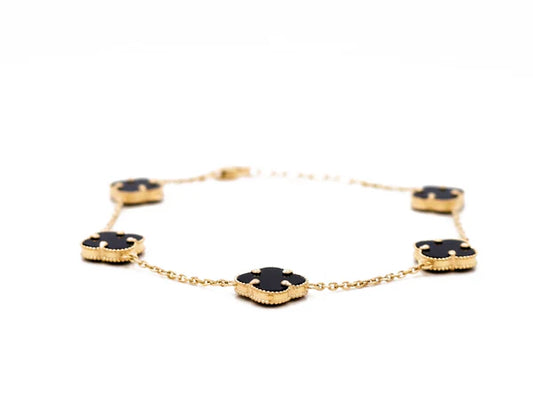 10K Yellow Gold Black Clover Women's Bracelet / Size: 7'' / Weight: 4.9 GR / CCFWB0CLV-2