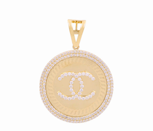 14K Yellow Gold CC Medal Pendant with Cz / Weight: 6.7 GR / DOPD4CC