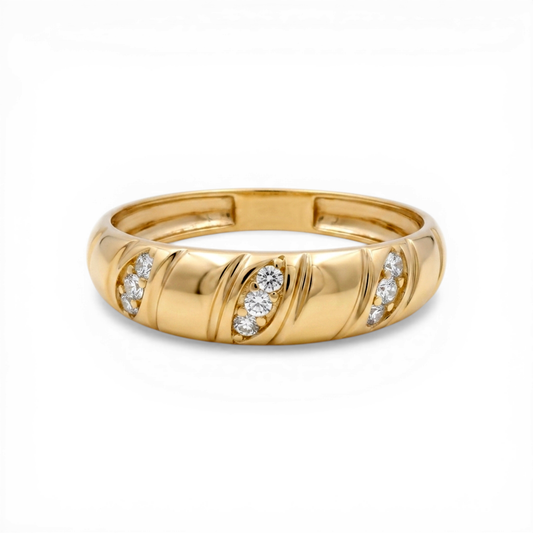 10K Yellow Gold Men’s Wedding Band with Cz / Size: 12 / Weight: 2.8 GR / CLBMWB0BS-6