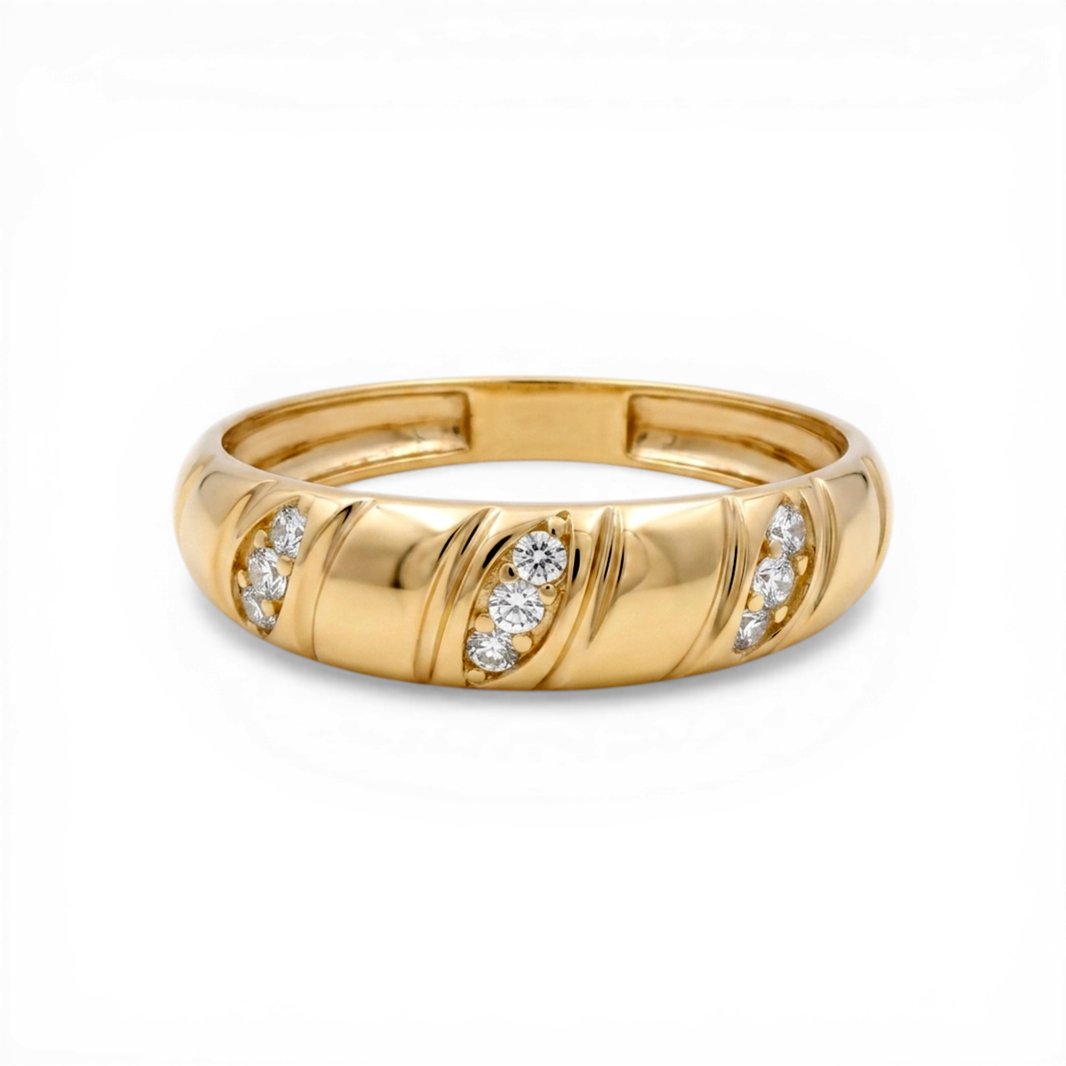 10K Yellow Gold Men’s Wedding Band with Cz / Size: 11.5 / Weight: 2.8 GR / CLBMWB0BS-6