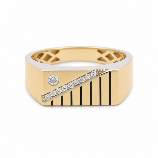 10K Yellow Gold Men's Ring with Cz Stone / Size: 10.5 / Weight: 4.8 GR / 602-00295