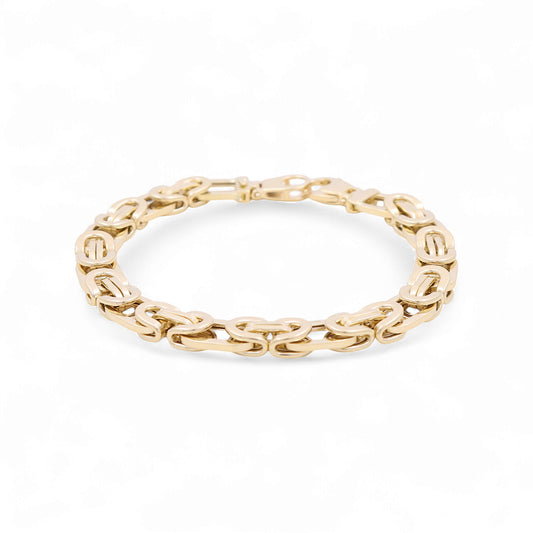 14K Yellow Gold Semisolid Italian Men's Bracelet / Size: 8" / Weight: 12.5 GR / 624-00253