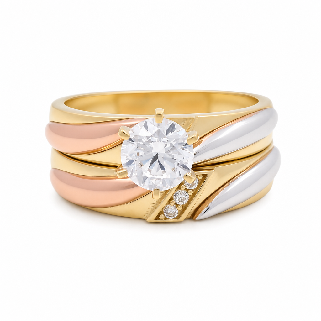 14K Yellow, White and Rose Gold Women’s Bridal Set / Stone: Cz / Size: 7 / Weight: 5.4 GR / KEEWR3T4BS-4