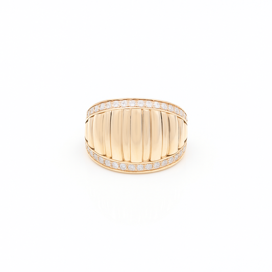 14K Yellow Gold Fashion Women's Ring with white Cz / Size: 8.5 / Weight: 3.1 GR / DQWR4FS-39