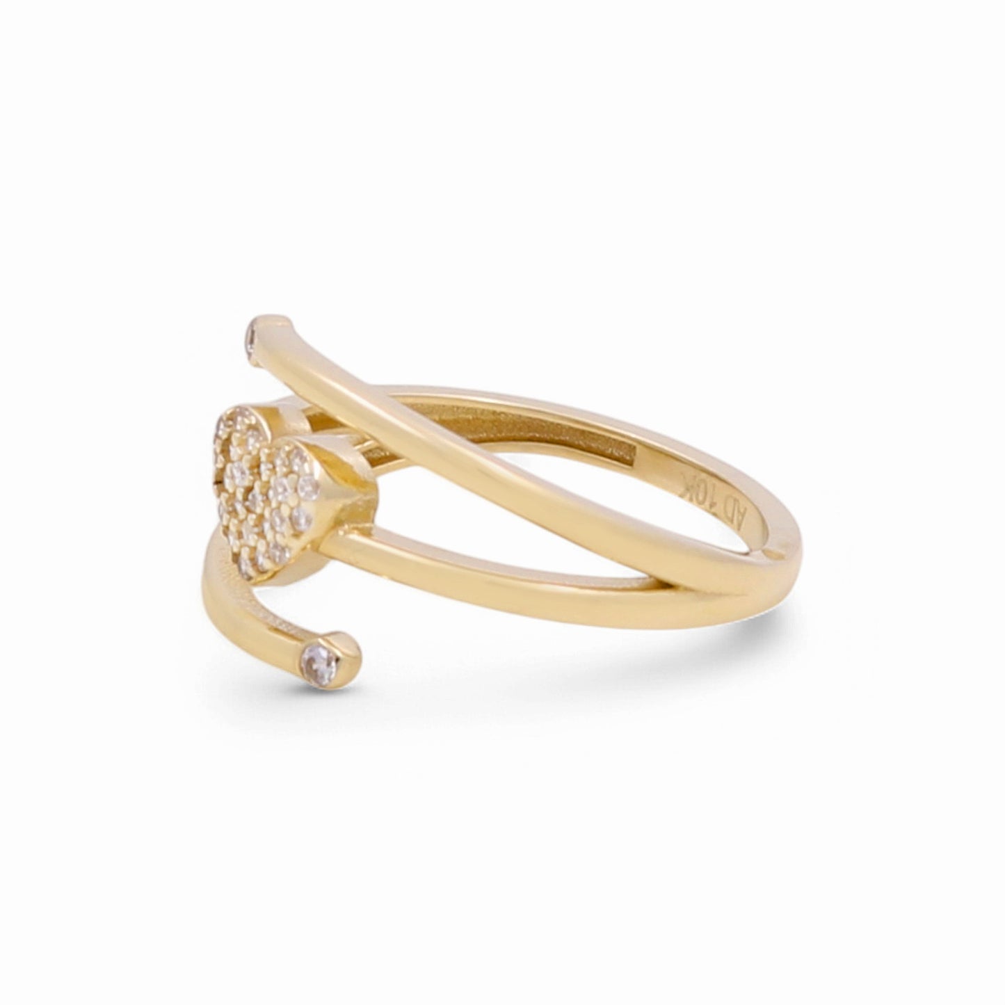 10K Yellow Gold Heart Women's Ring with Cz/ Size: 7.5 / Weight: 1.6 GR / Y24-803