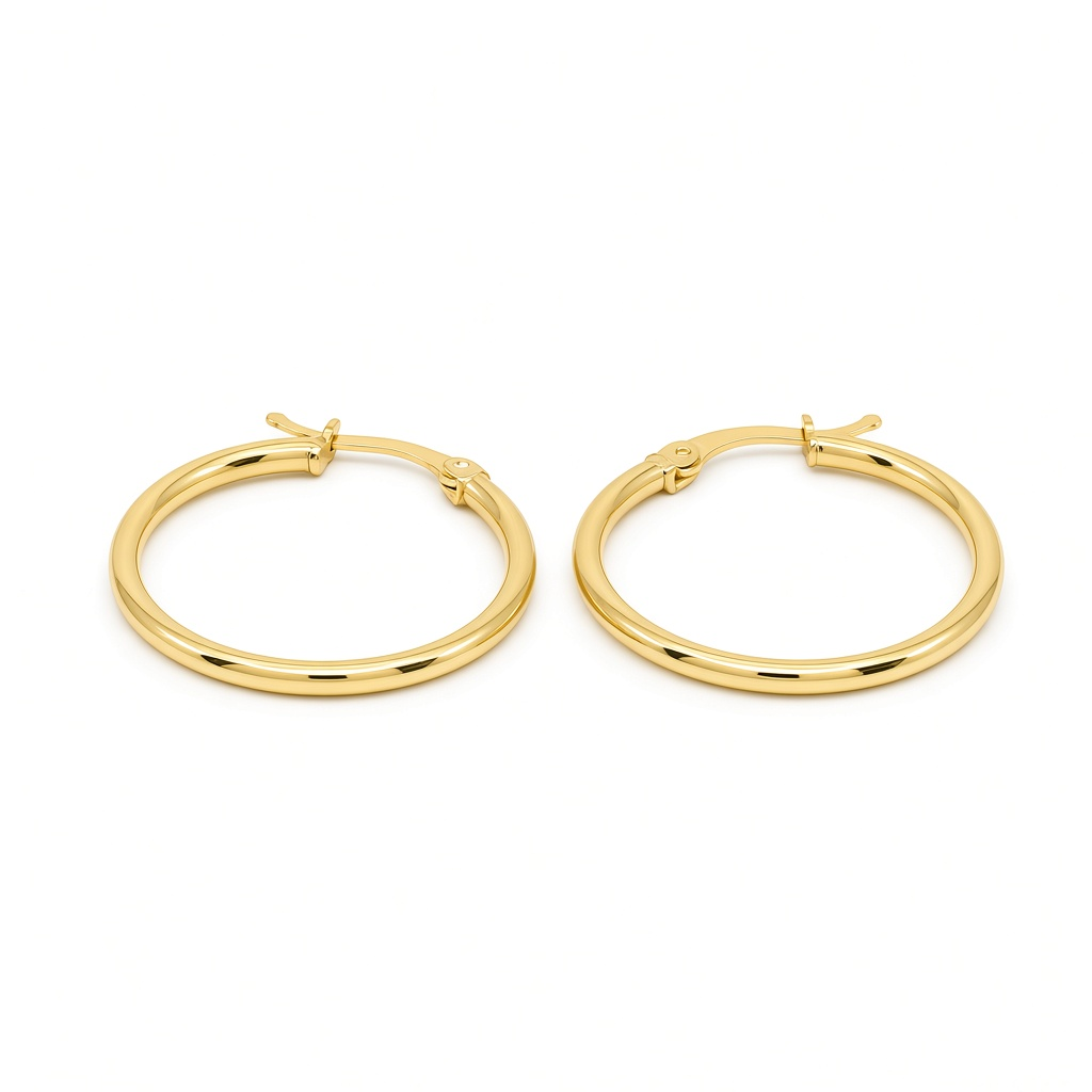 10K Yellow Gold Fashion Plain Hoop Earrings / Size: 2mmx23mm / Weight: 1.7 GR / DOEH0PL