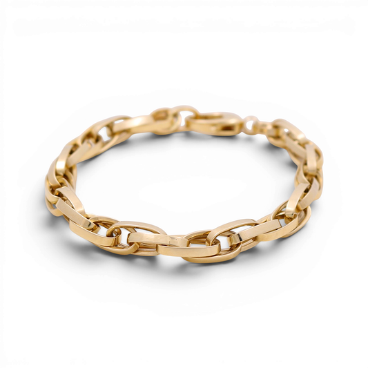 14K Yellow Gold Semisolid Fashion Women's Bracelet/ Size: 7" / Weight: 5.9 GR / ISWB4FS-31